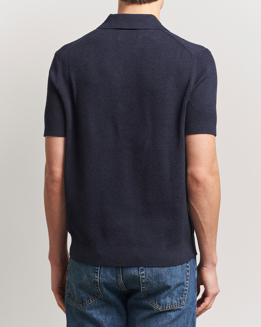 Herre | Pikéer | NN07 | Hansie Half Zip Knitted Polo Navy Melange