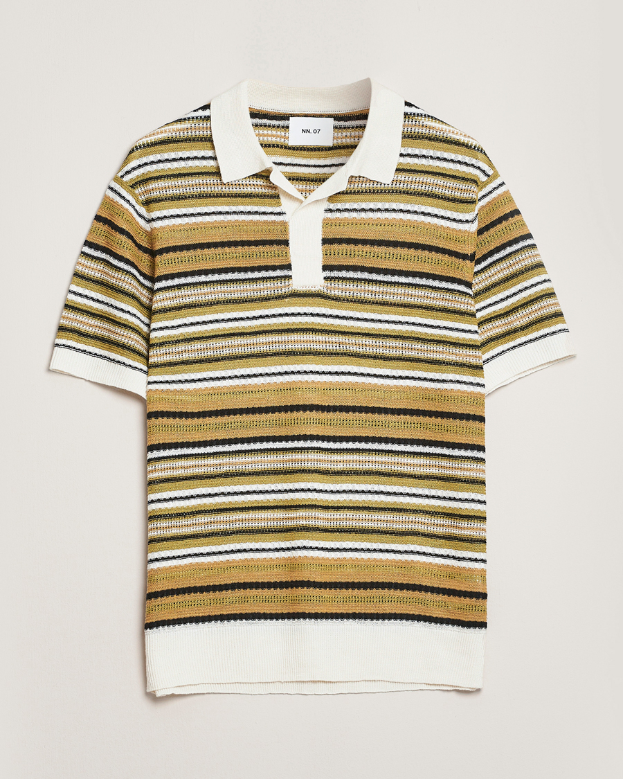 Herre | Pikéer | NN07 | Noam Striped Knitted Polo Evergreen