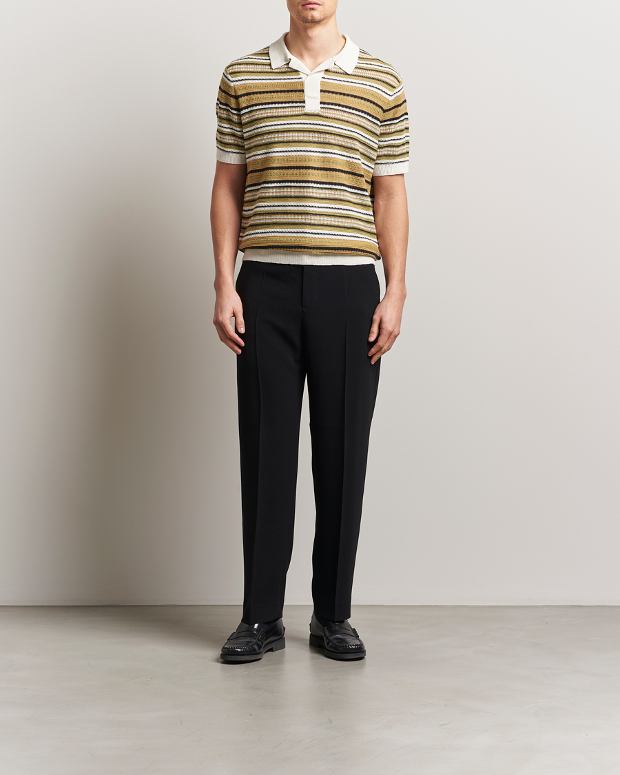 Herre | Pikéer | NN07 | Noam Striped Knitted Polo Evergreen