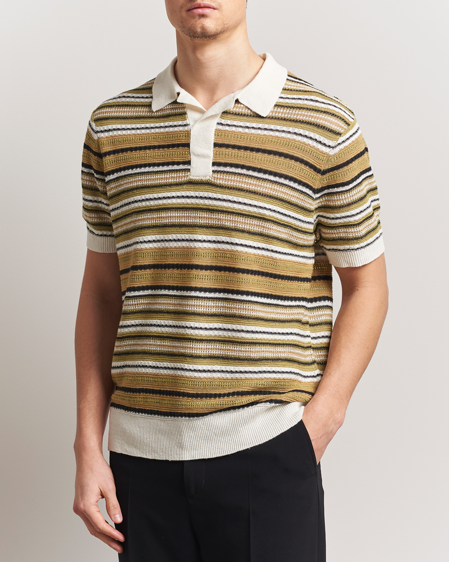 Herre | Pikéer | NN07 | Noam Striped Knitted Polo Evergreen