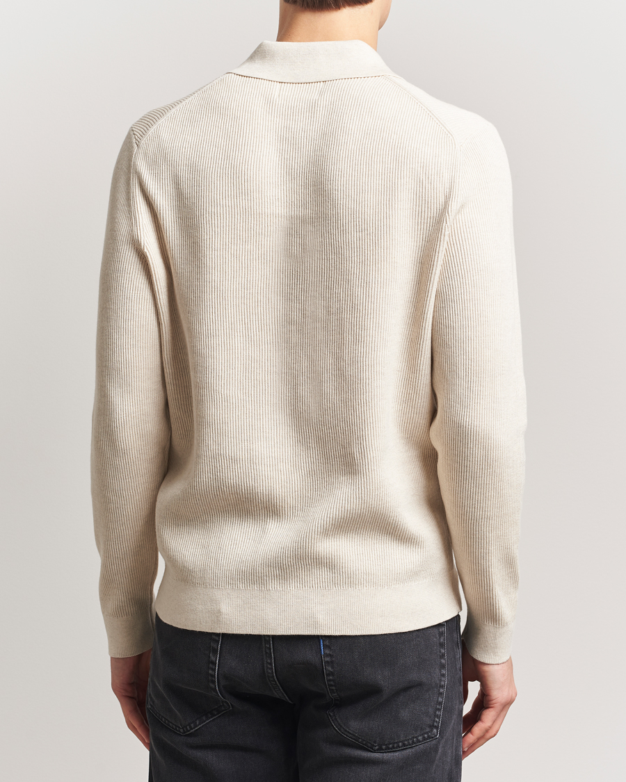 Herre | Gensere | NN07 | Hansie Ribbed Knitted Half Zip Ivory