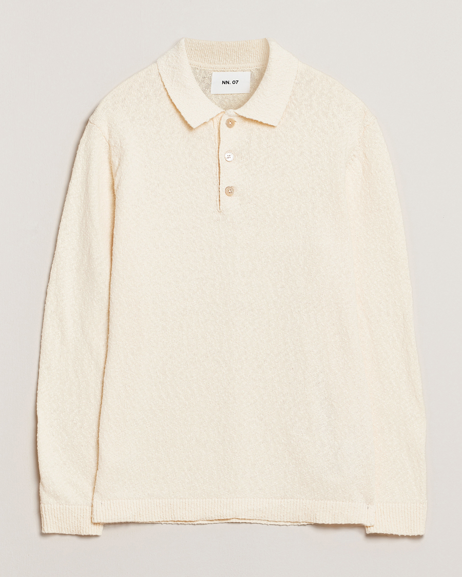Herre | Gensere | NN07 | Randy Knitted Long Sleeve Polo Ecru
