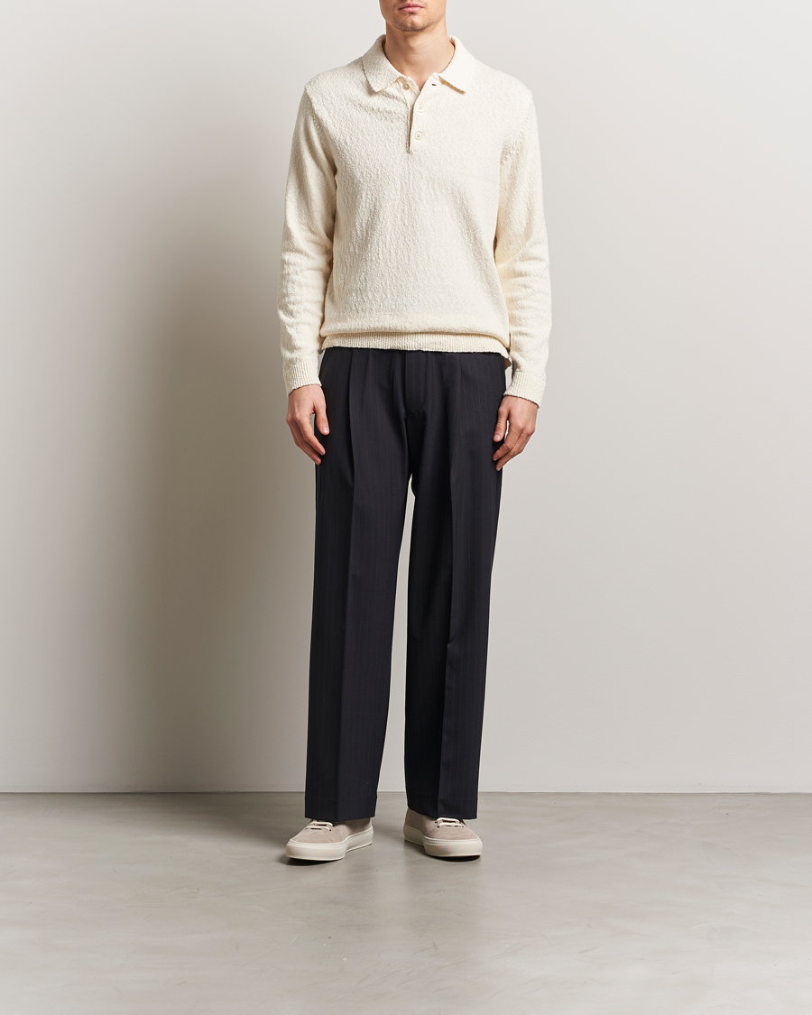 Herre | Gensere | NN07 | Randy Knitted Long Sleeve Polo Ecru