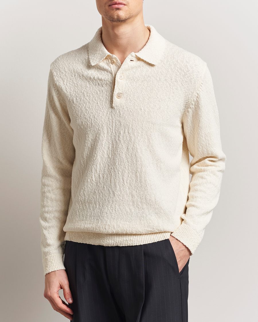 Herre | Gensere | NN07 | Randy Knitted Long Sleeve Polo Ecru
