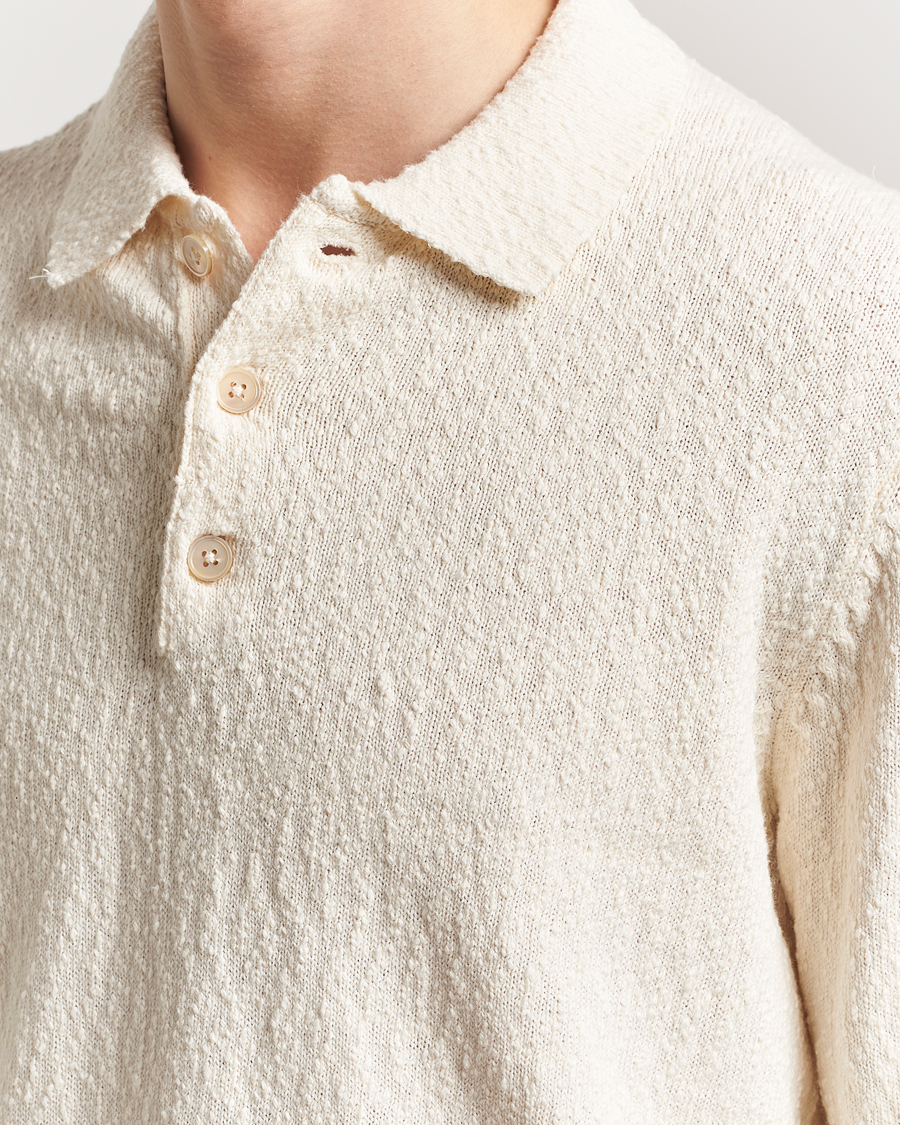Herre | Gensere | NN07 | Randy Knitted Long Sleeve Polo Ecru