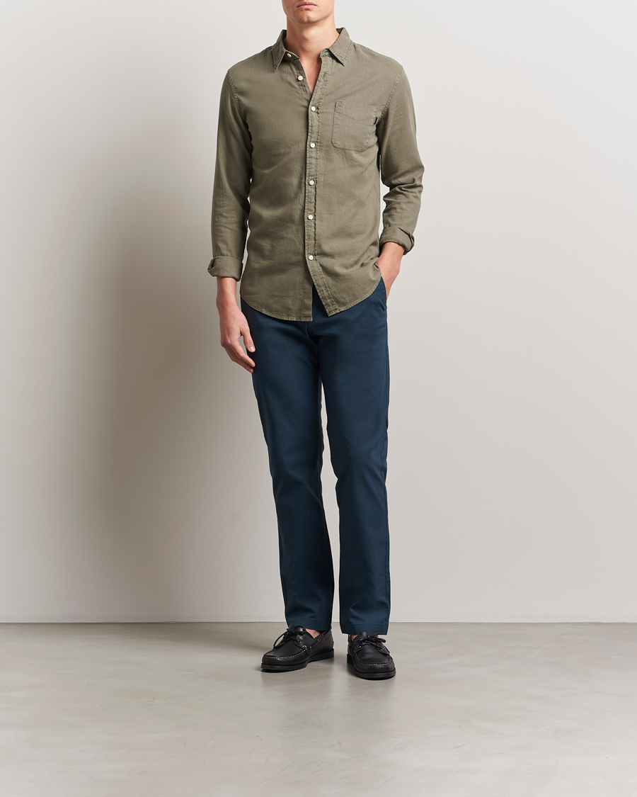 Herre | Bukser | Dockers | Crafted Khaki Slim Cotton/Linen Chino Stratified Sea