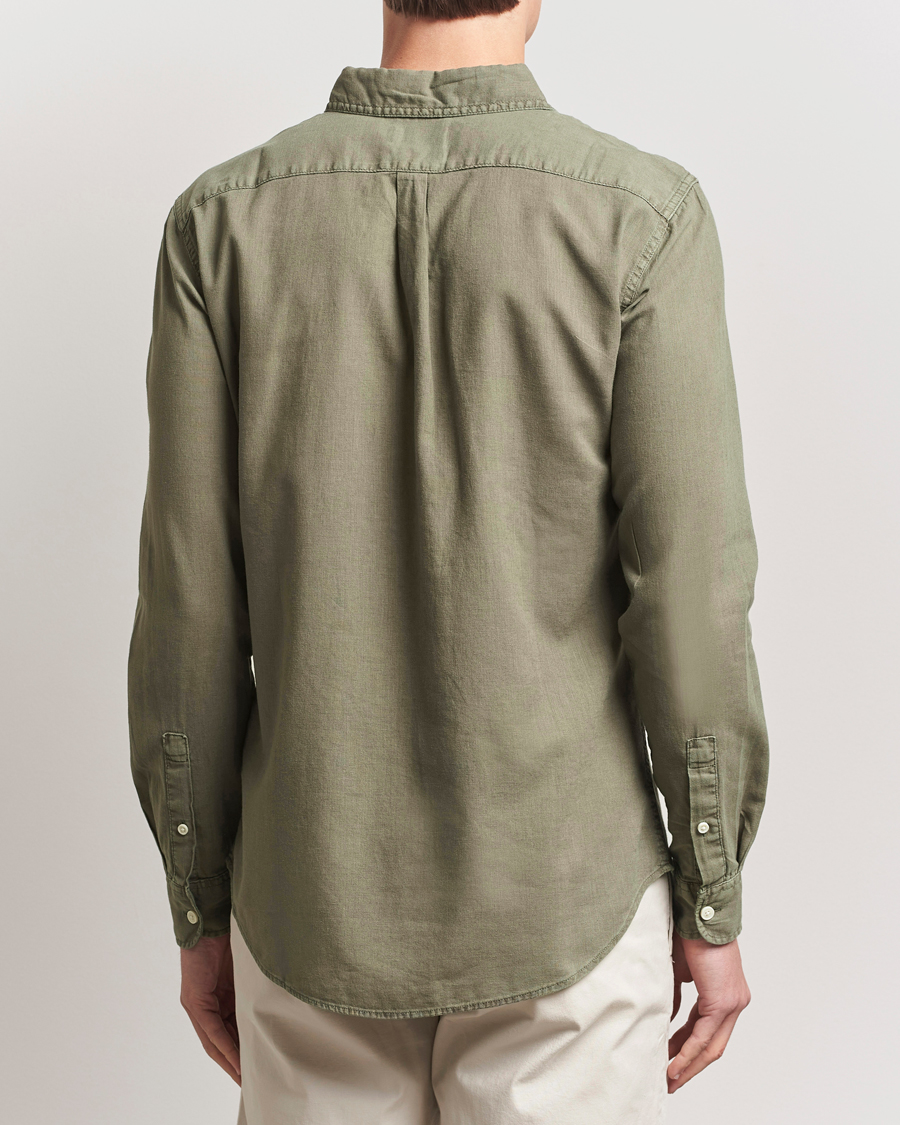 Herre | Skjorter | Dockers | Slim Linen/Cotton Shirt Teal Leaf