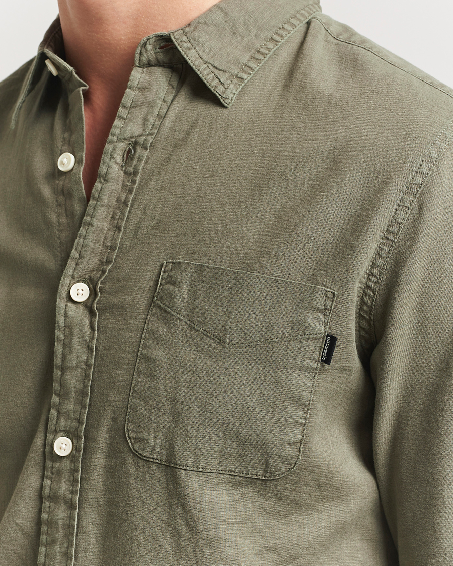 Herre | Skjorter | Dockers | Slim Linen/Cotton Shirt Teal Leaf