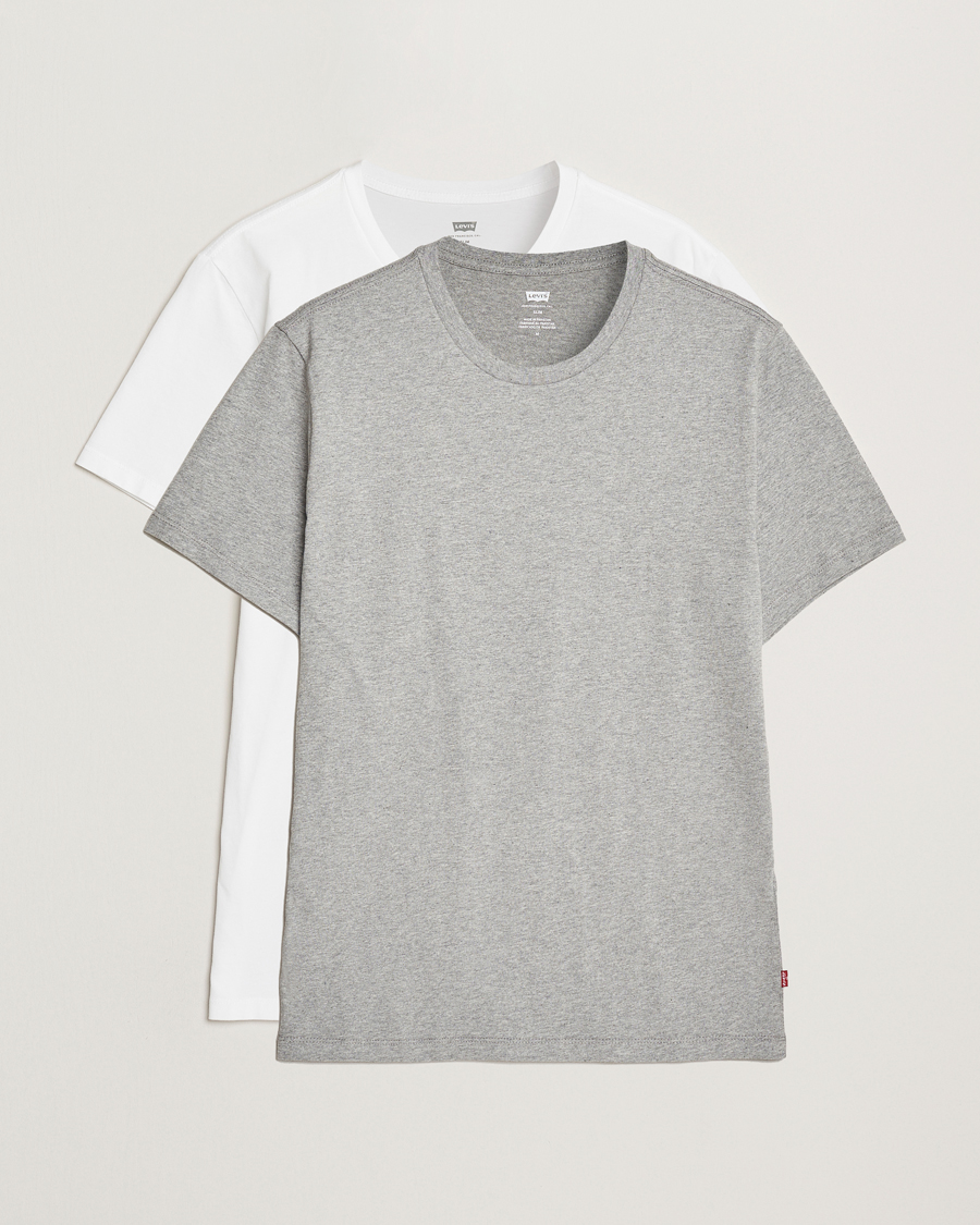 Herre | T-Shirts | Levi's | 2-Pack Crew Neck T-Shirt White/Grey Heather