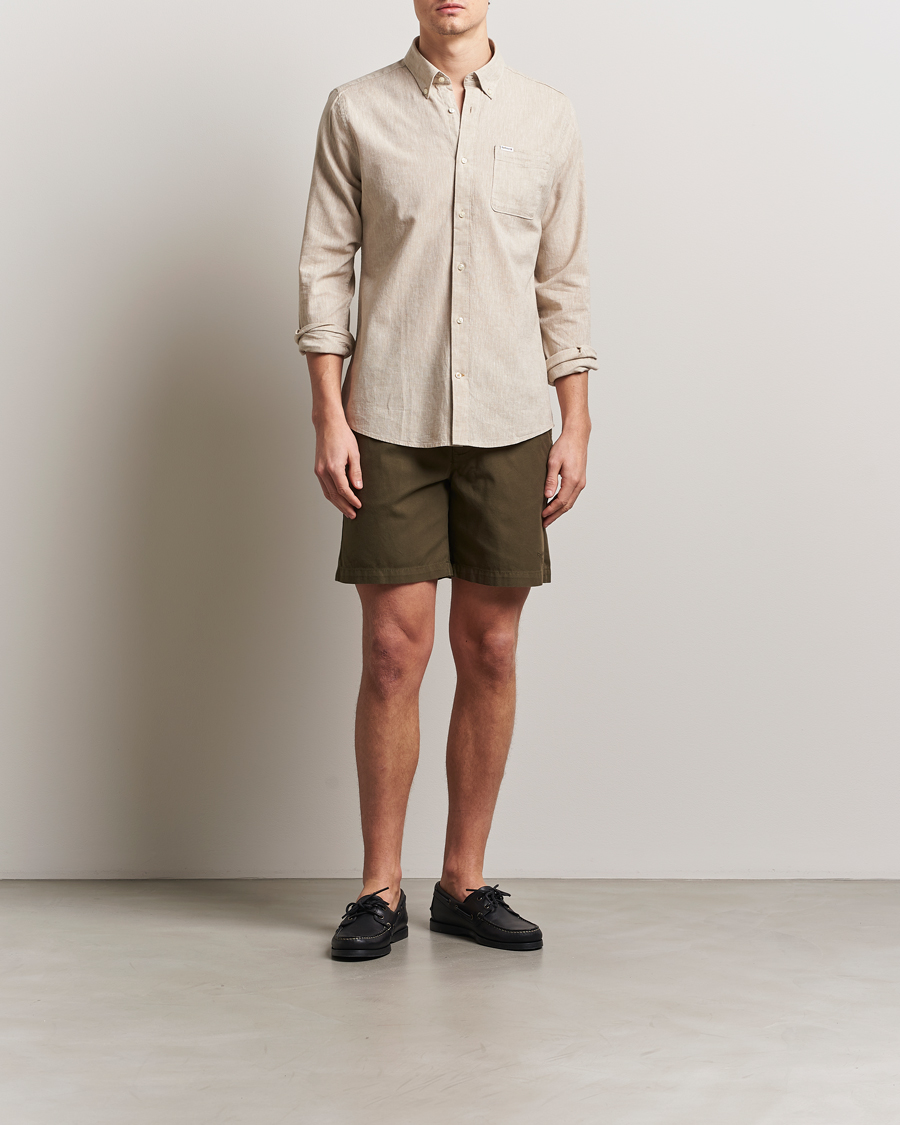 Herre | Shorts | Barbour Lifestyle | Washed Oxford Relaxed Shorts Uniform Green