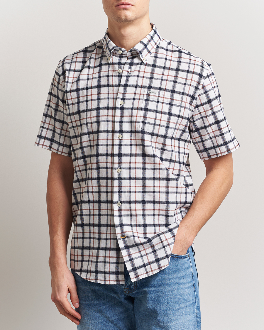 Herre | Skjorter | Barbour Lifestyle | Glover Linen Blend Short Sleeve Shirt Brook Blue