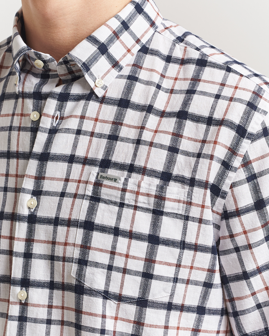 Herre | Skjorter | Barbour Lifestyle | Glover Linen Blend Short Sleeve Shirt Brook Blue