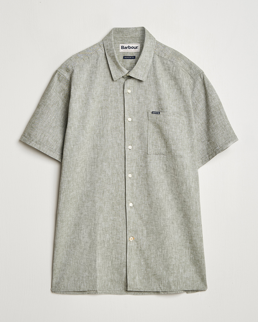 Herre | Skjorter | Barbour Lifestyle | Nelson Short Sleeve Linen/Cotton Shirt Bleached Olive
