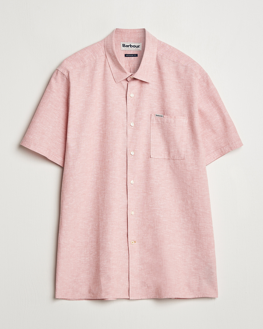 Herre | Skjorter | Barbour Lifestyle | Nelson Short Sleeve Linen/Cotton Shirt Pink Clay