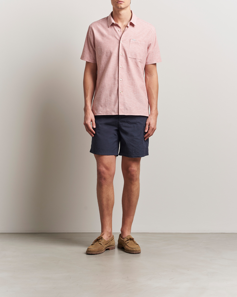 Herre | Skjorter | Barbour Lifestyle | Nelson Short Sleeve Linen/Cotton Shirt Pink Clay
