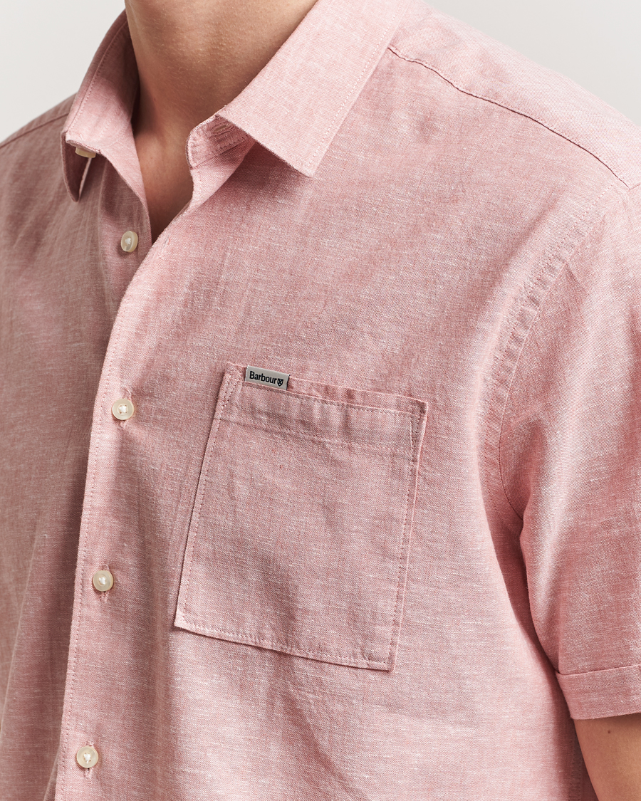 Herre | Skjorter | Barbour Lifestyle | Nelson Short Sleeve Linen/Cotton Shirt Pink Clay