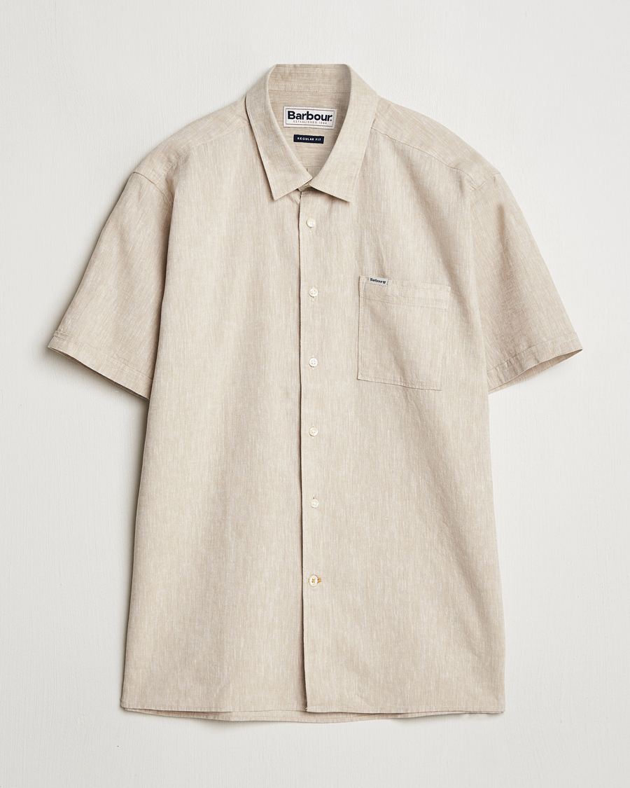 Herre | Skjorter | Barbour Lifestyle | Nelson Short Sleeve Linen/Cotton Shirt Stone