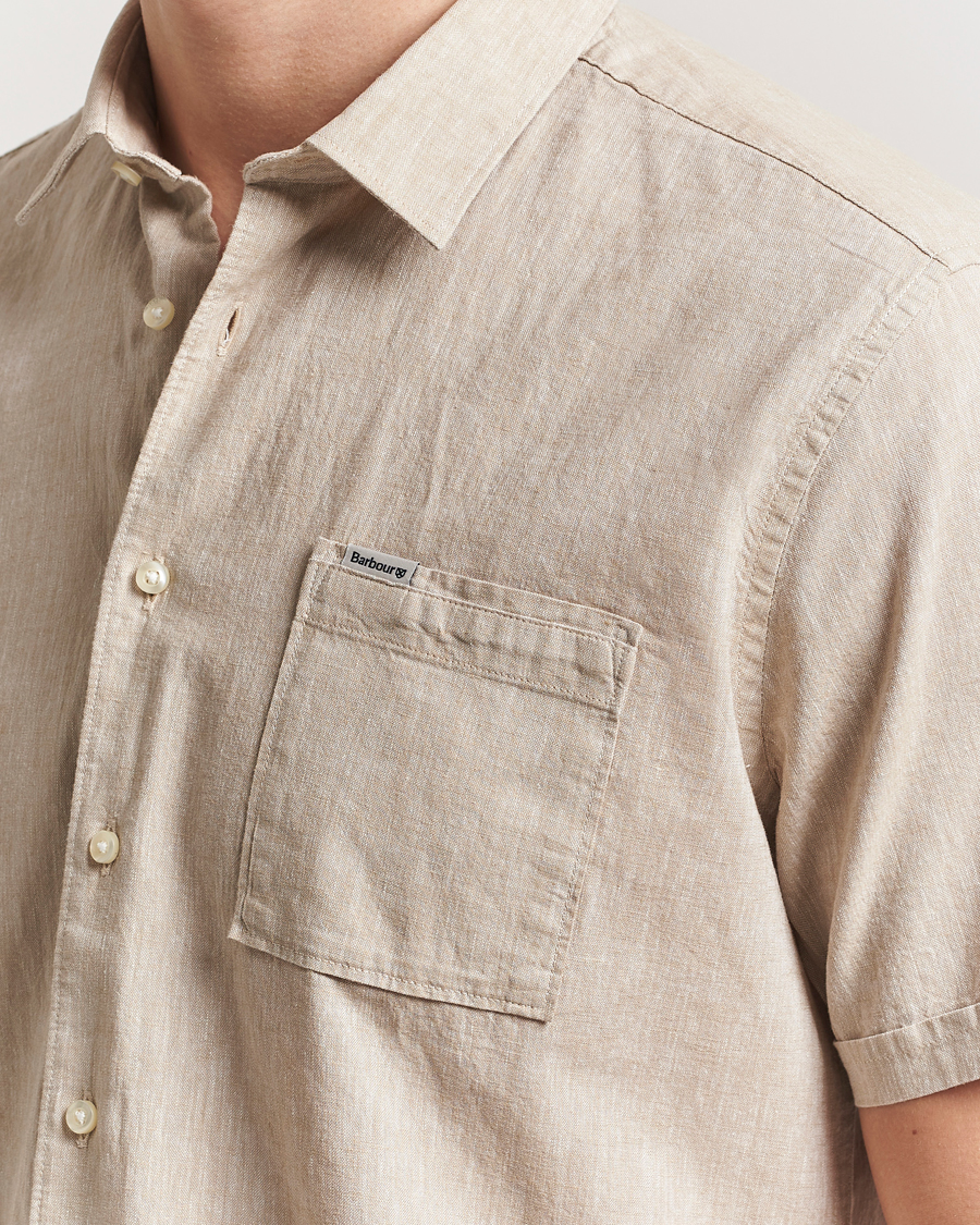 Herre | Skjorter | Barbour Lifestyle | Nelson Short Sleeve Linen/Cotton Shirt Stone
