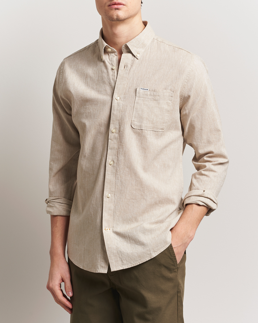 Herre | Skjorter | Barbour Lifestyle | Nelson Linen/Cotton Shirt Stone