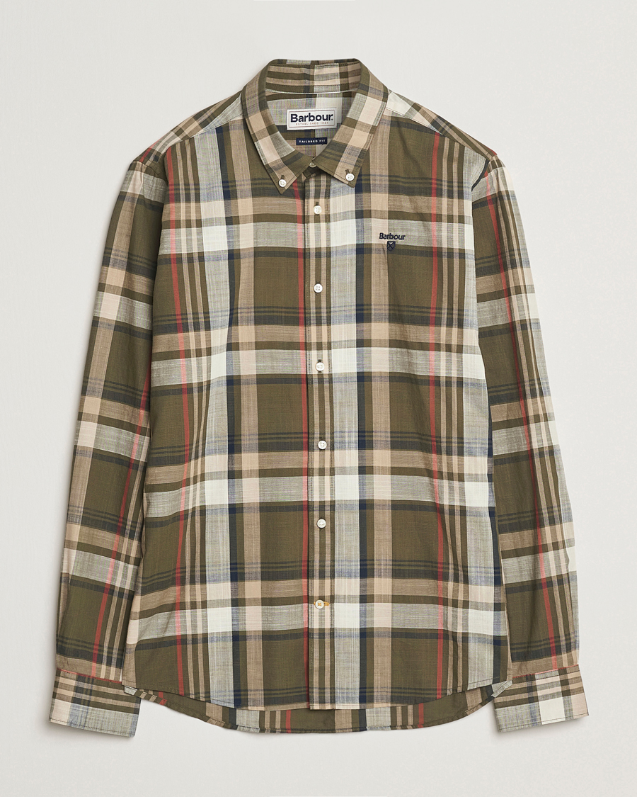 Herre | Skjorter | Barbour Lifestyle | Kidd Checked Cotton Shirt Dark Olive