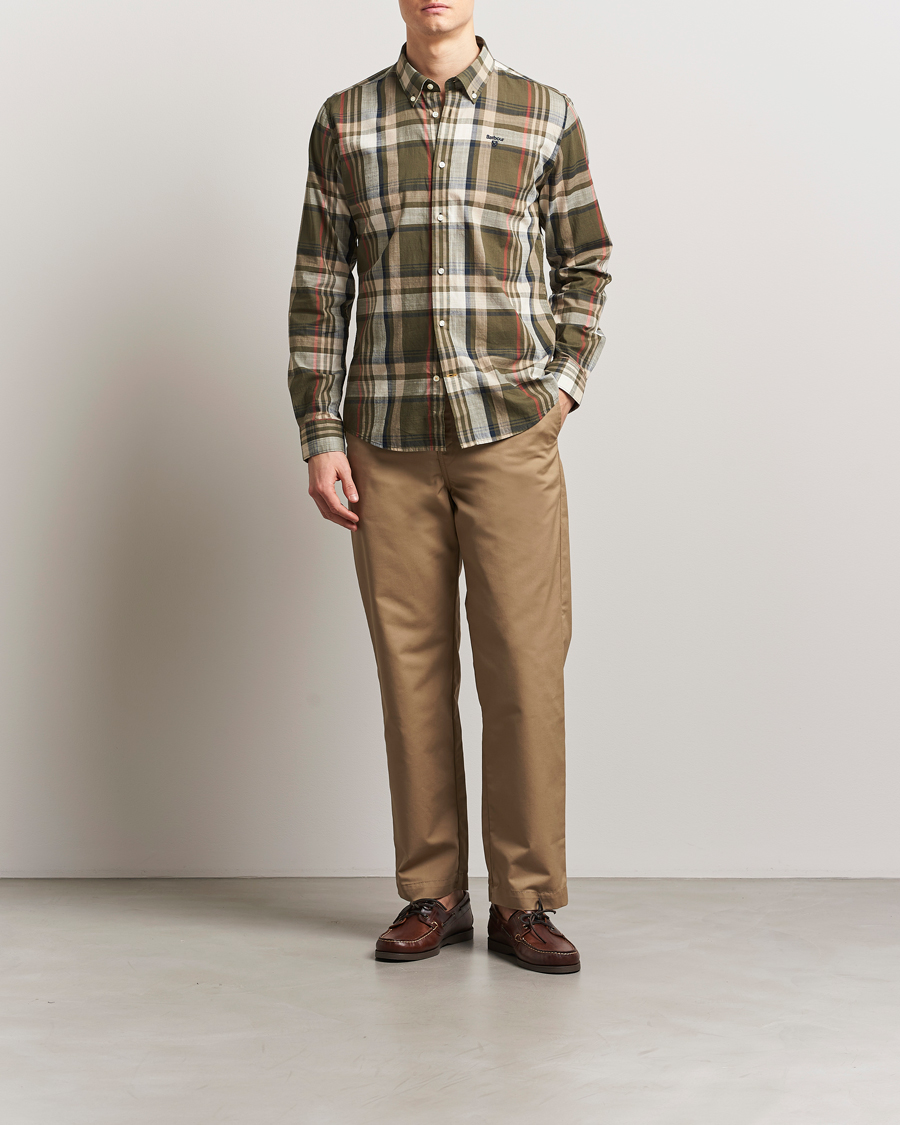 Herre | Skjorter | Barbour Lifestyle | Kidd Checked Cotton Shirt Dark Olive