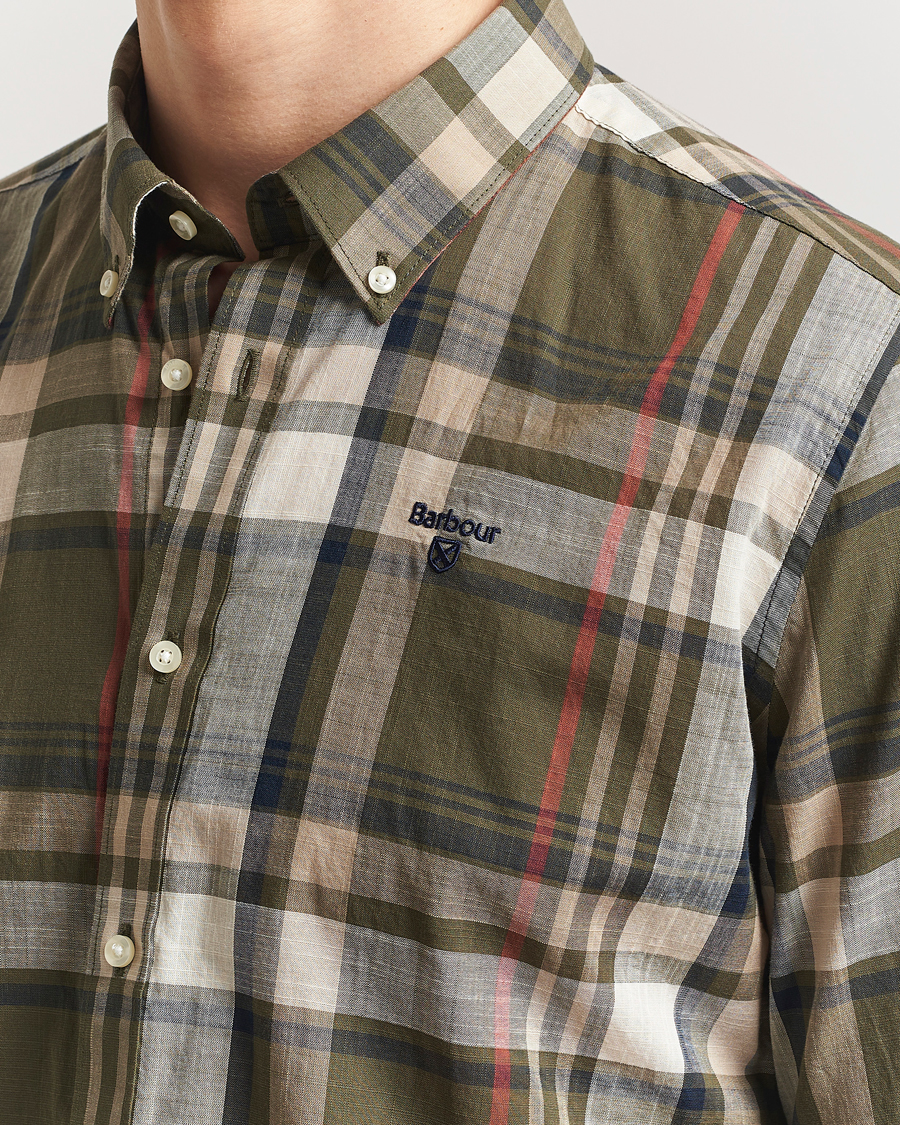 Herre | Skjorter | Barbour Lifestyle | Kidd Checked Cotton Shirt Dark Olive