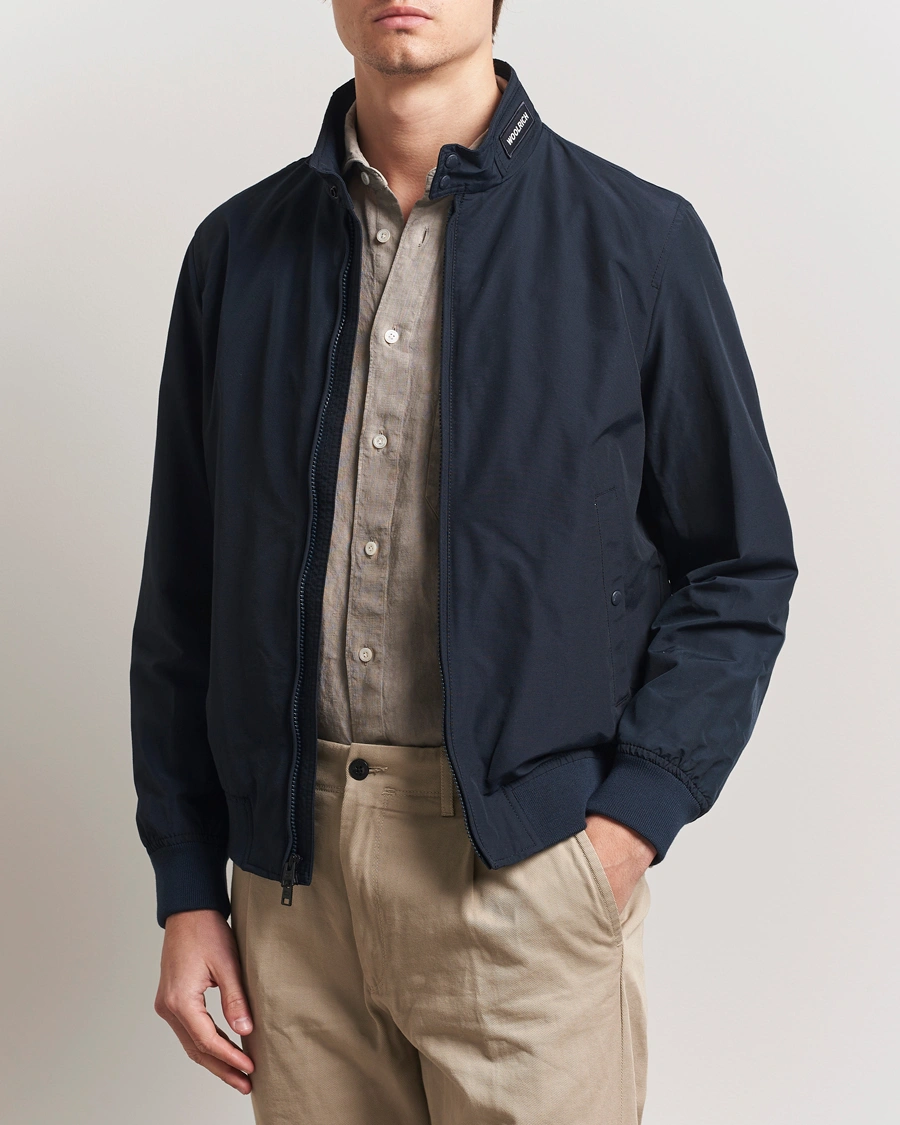 Herre | Jakker | Woolrich | Cruiser Bomber Jacket Melton Blue