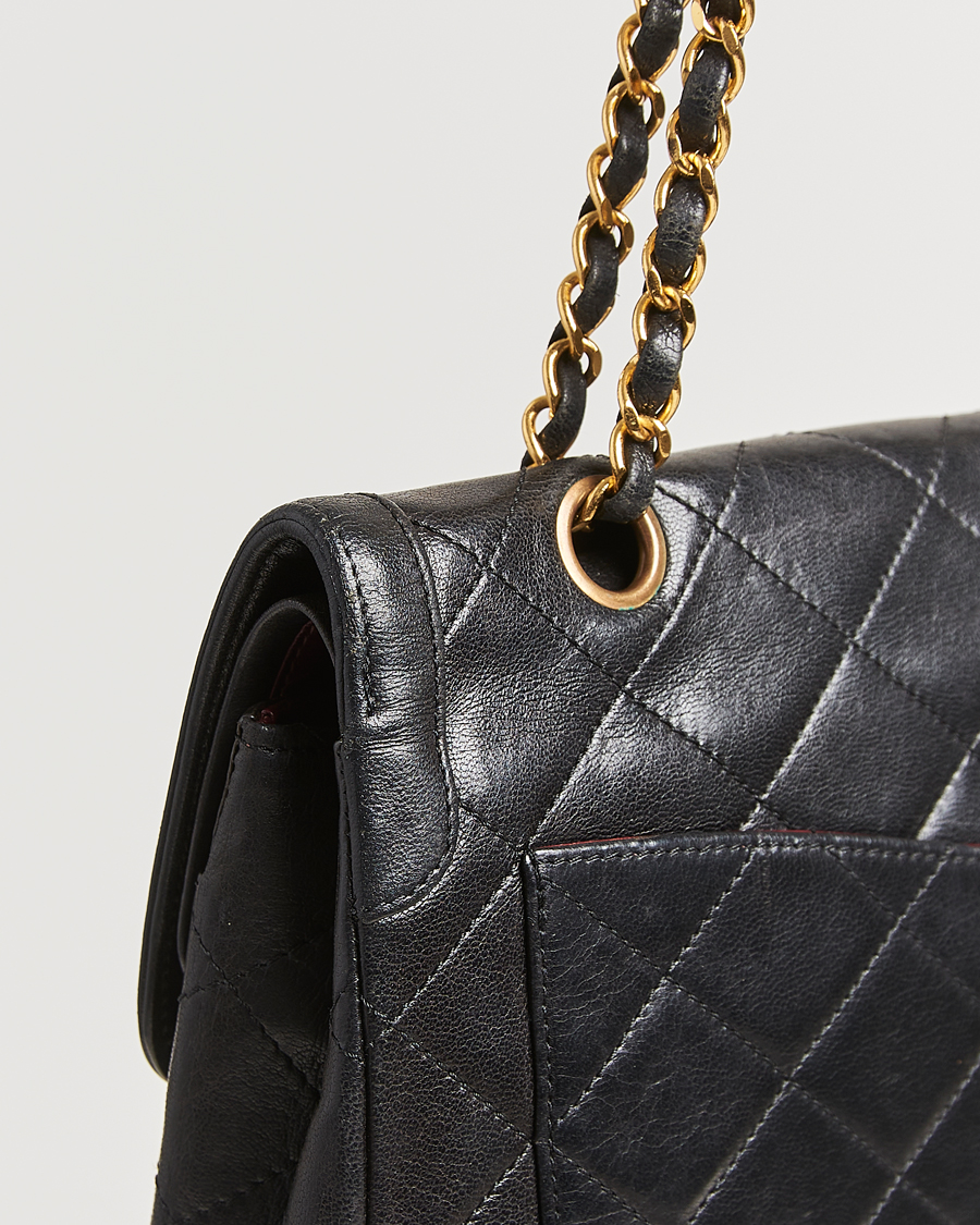 Herre | Chanel Pre-Owned Matelassé Medium Double Flap Bag Black | Chanel Pre-Owned | Matelassé Medium Double Flap Bag Black