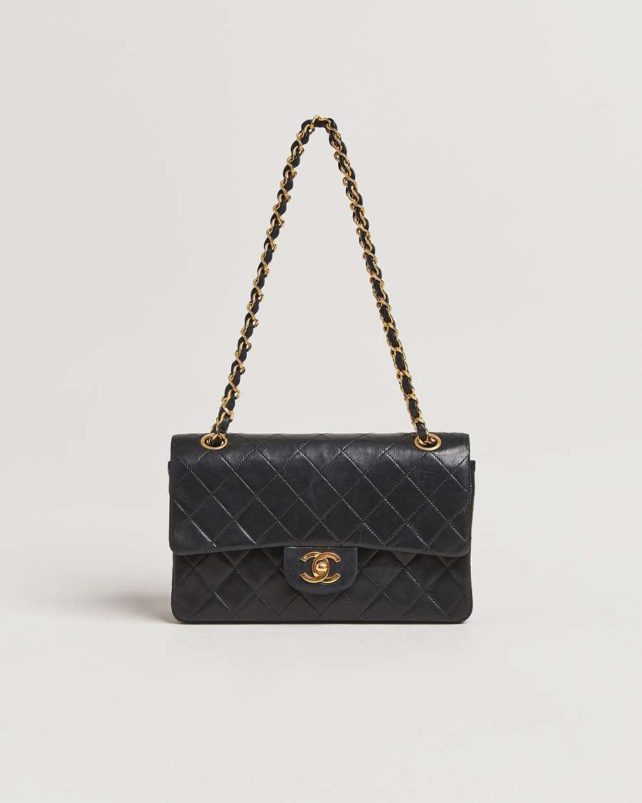 Herre | Chanel Pre-Owned Matelassé Small Double Flap Bag Black Lambskin | Chanel Pre-Owned | Matelassé Small Double Flap Bag Black Lambskin