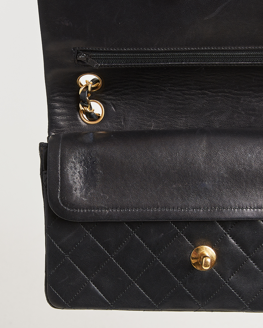 Herre | Chanel Pre-Owned Matelassé Small Double Flap Bag Black Lambskin | Chanel Pre-Owned | Matelassé Small Double Flap Bag Black Lambskin