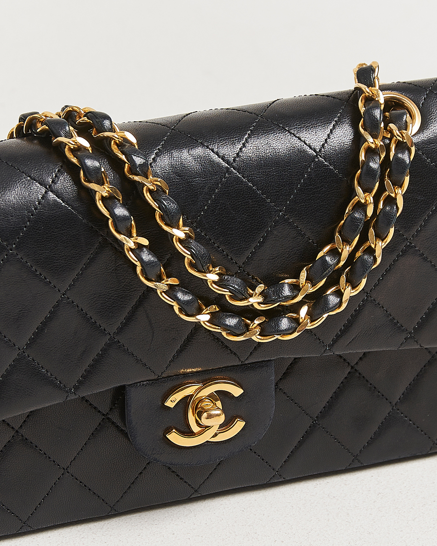 Herre | Chanel Pre-Owned Matelassé Small Double Flap Bag Black Lambskin | Chanel Pre-Owned | Matelassé Small Double Flap Bag Black Lambskin