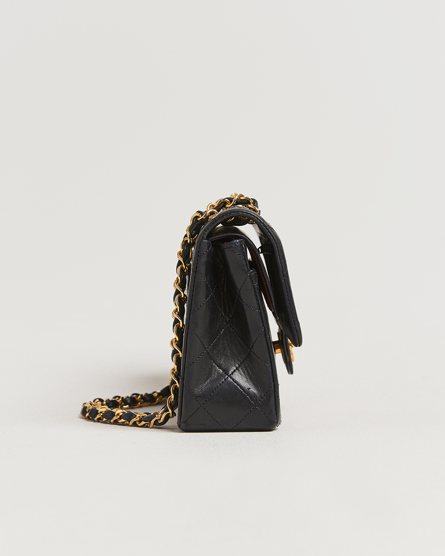 Herre | Chanel Pre-Owned Matelassé Small Double Flap Bag Black Lambskin | Chanel Pre-Owned | Matelassé Small Double Flap Bag Black Lambskin