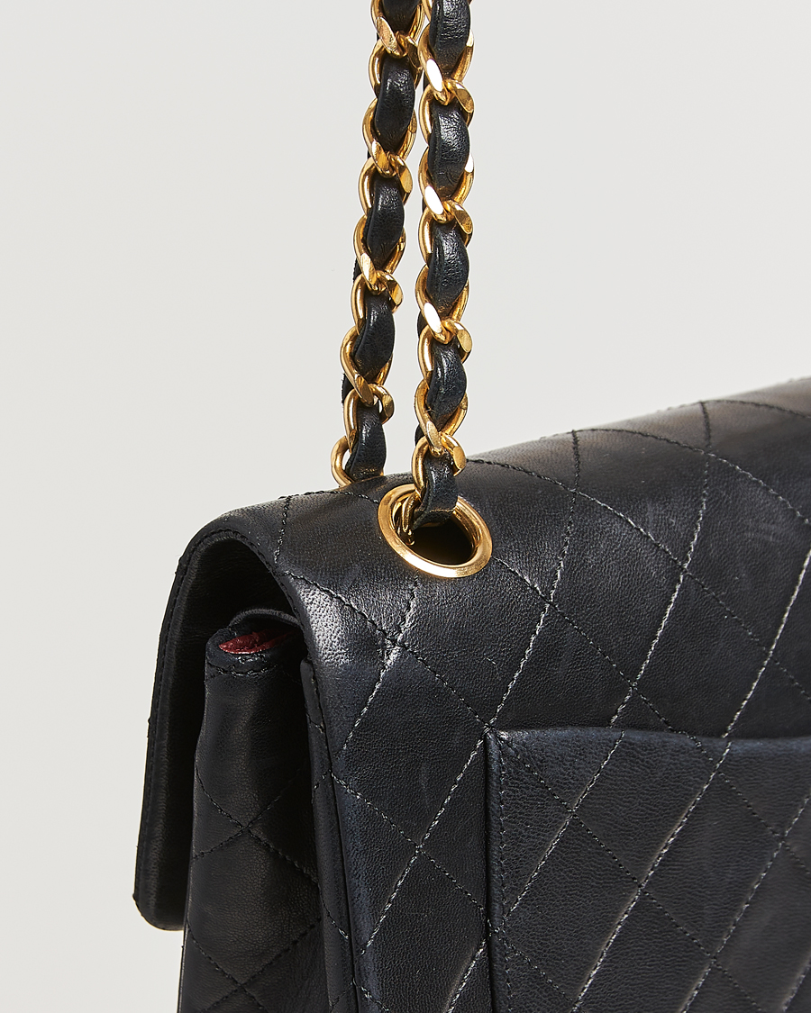 Herre | Chanel Pre-Owned Matelassé Small Double Flap Bag Black Lambskin | Chanel Pre-Owned | Matelassé Small Double Flap Bag Black Lambskin