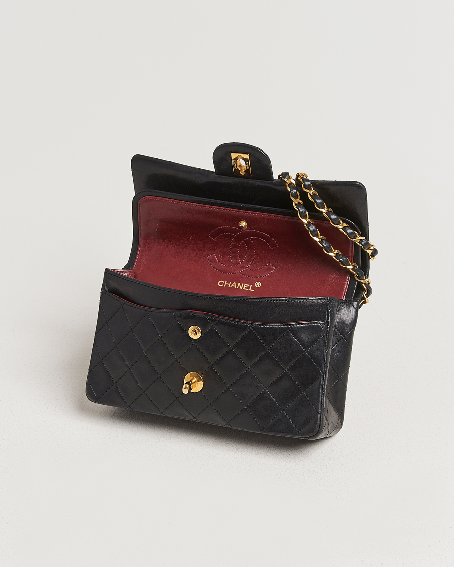 Herre | Chanel Pre-Owned Matelassé Small Double Flap Bag Black Lambskin | Chanel Pre-Owned | Matelassé Small Double Flap Bag Black Lambskin