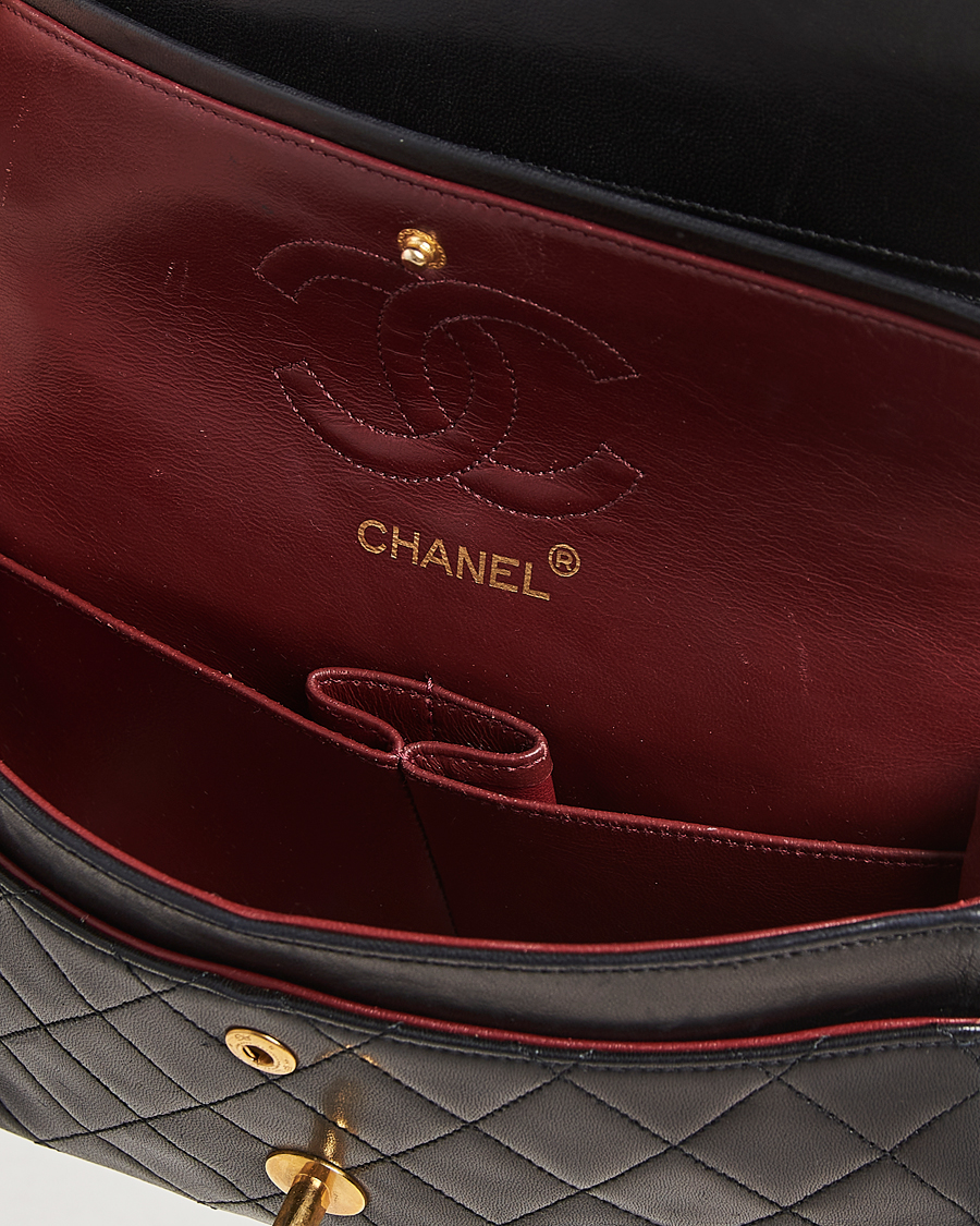 Herre | Chanel Pre-Owned Matelassé Small Double Flap Bag Black Lambskin | Chanel Pre-Owned | Matelassé Small Double Flap Bag Black Lambskin