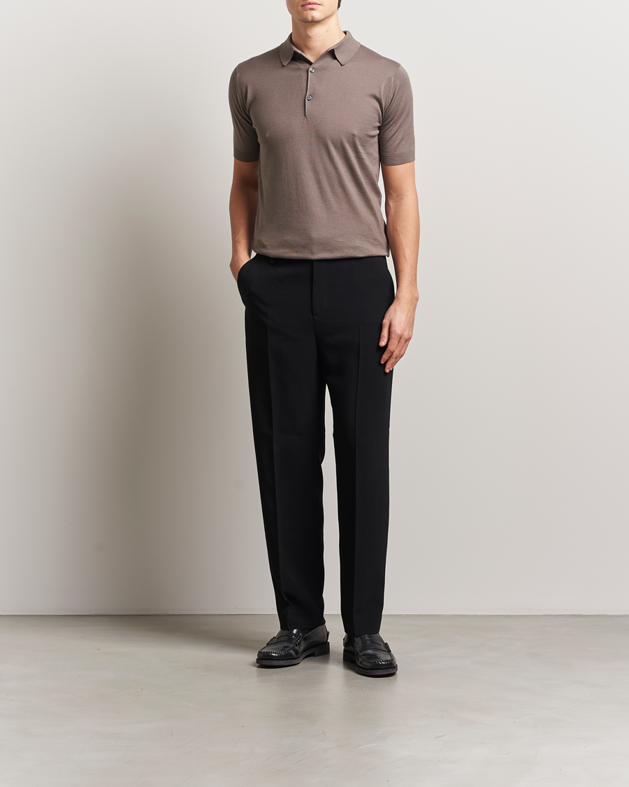 Herre | Pikéer | John Smedley | Adrian Slim Fit Sea Island Polo Beige Musk