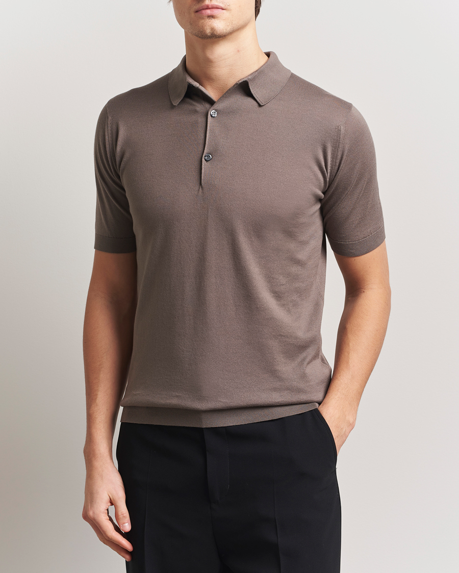 Herre | Pikéer | John Smedley | Adrian Slim Fit Sea Island Polo Beige Musk