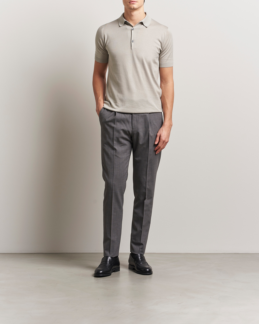 Herre | Pikéer | John Smedley | Adrian Slim Fit Sea Island Polo Parchment