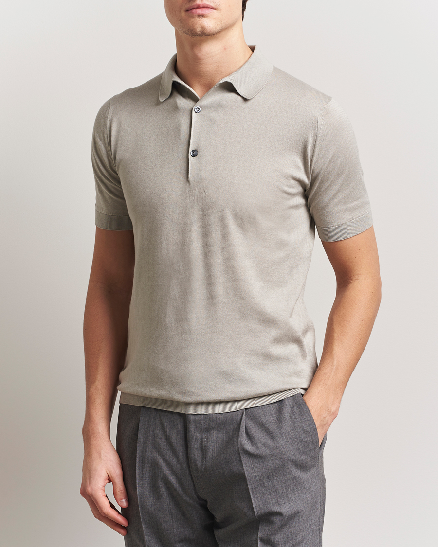 Herre | Pikéer | John Smedley | Adrian Slim Fit Sea Island Polo Parchment