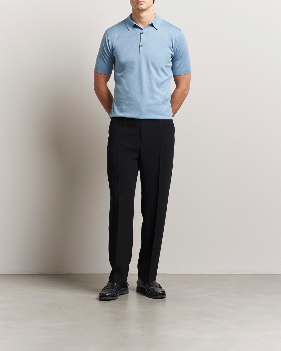 Herre | Pikéer | John Smedley | Adrian Slim Fit Sea Island Polo Sea Glass