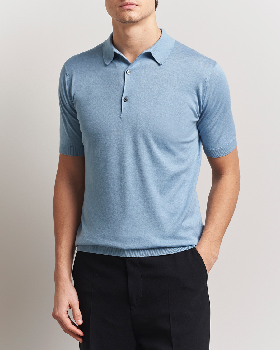 Herre | Pikéer | John Smedley | Adrian Slim Fit Sea Island Polo Sea Glass