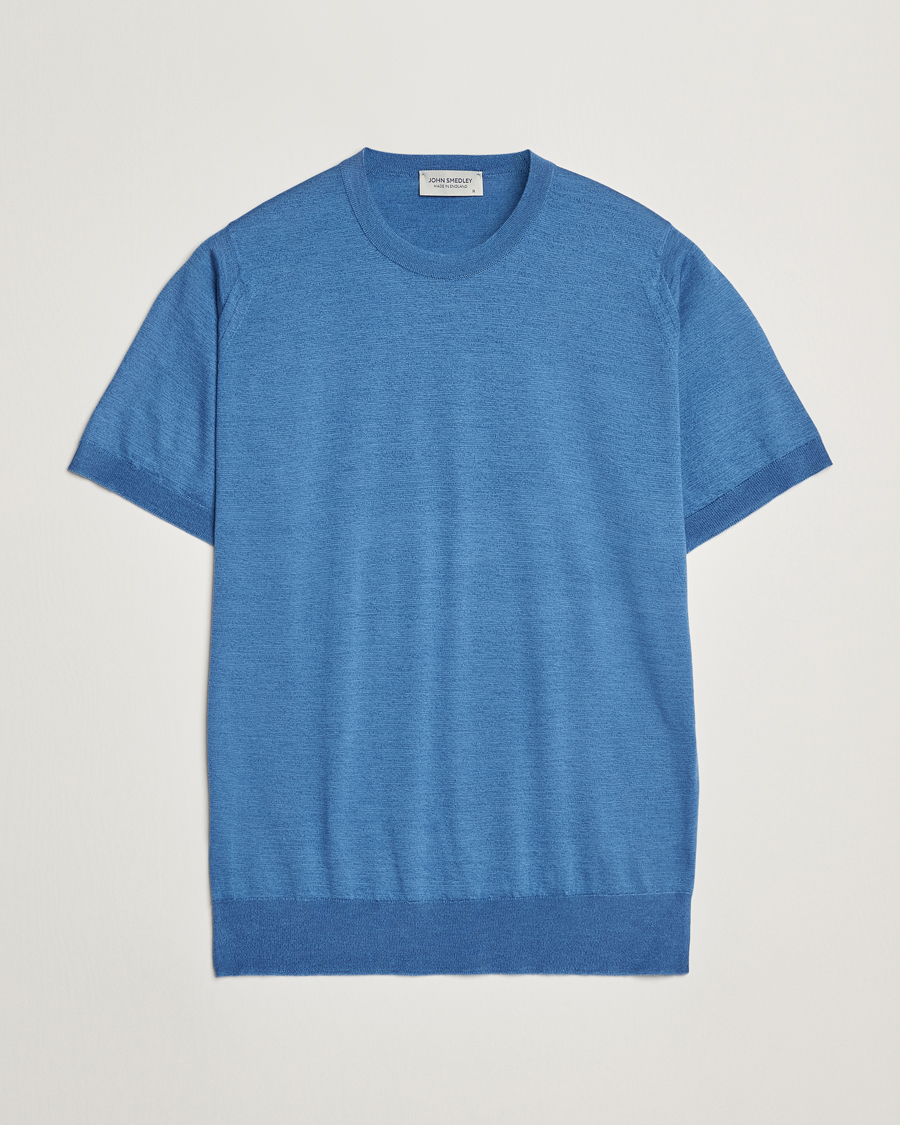Herre | T-Shirts | John Smedley | Hilcote Wool/Sea Island Cotton T-Shirt Ocean Blue