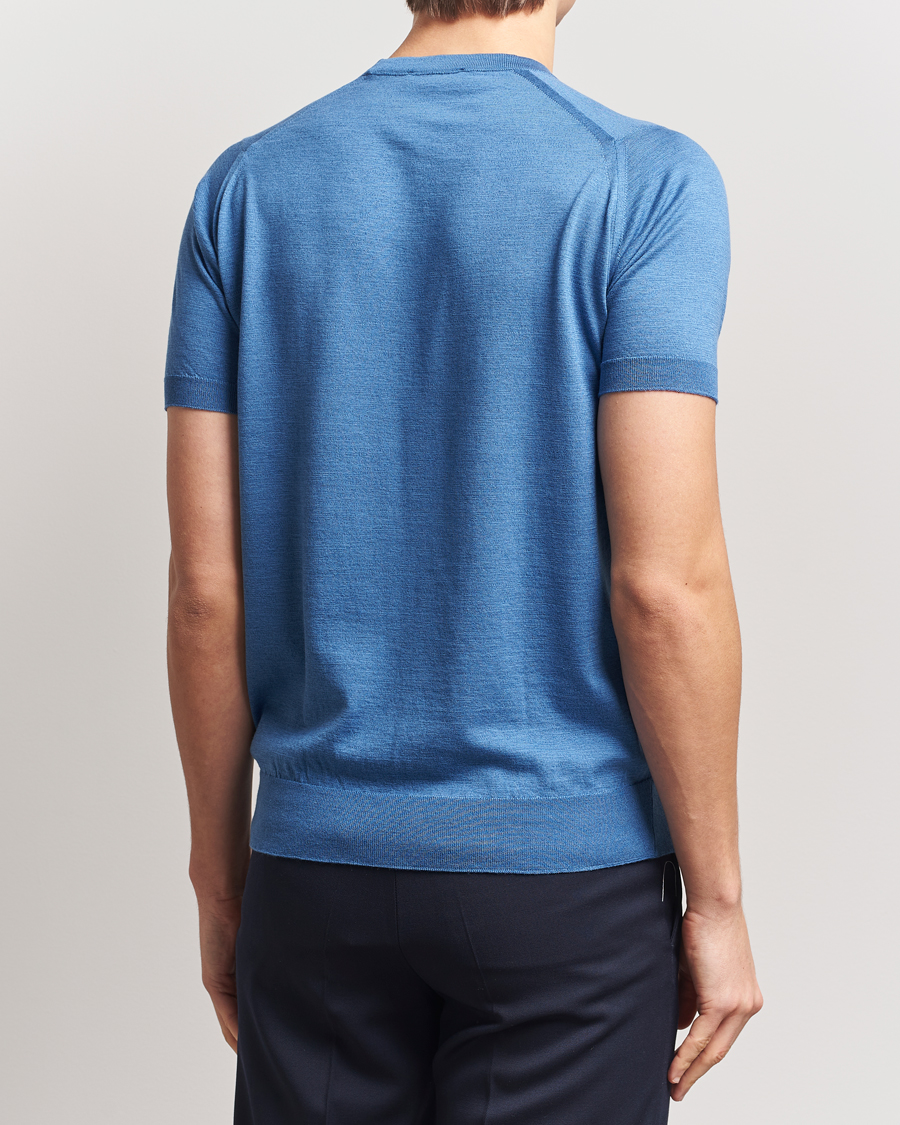 Herre | T-Shirts | John Smedley | Hilcote Wool/Sea Island Cotton T-Shirt Ocean Blue