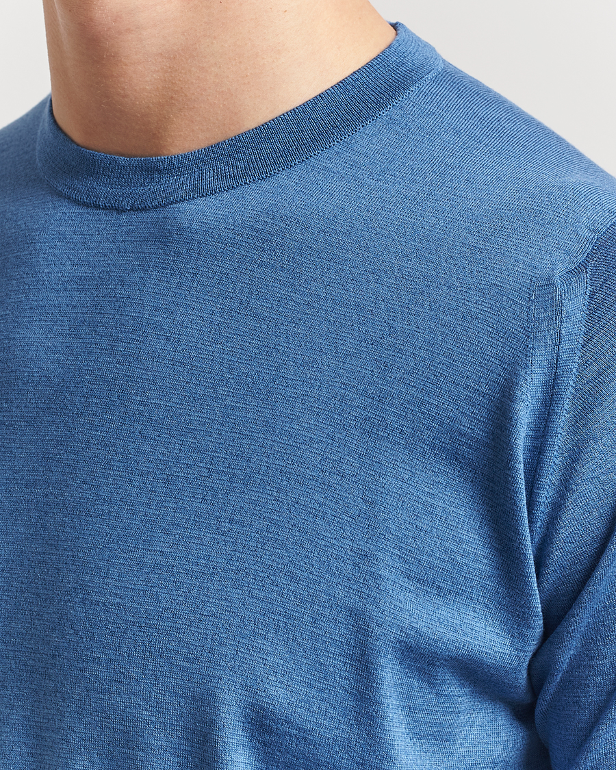 Herre | T-Shirts | John Smedley | Hilcote Wool/Sea Island Cotton T-Shirt Ocean Blue