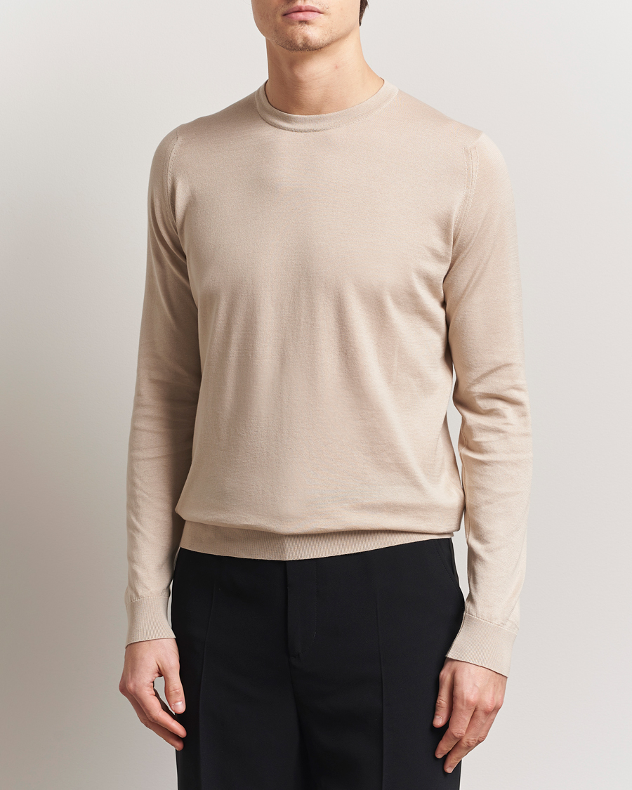 Herre | Gensere | John Smedley | Rowland Sea Island Crew Neck Pullover Almond