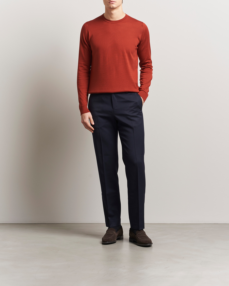 Herre | Gensere | John Smedley | Rowland Sea Island Crew Neck Pullover Baked Red
