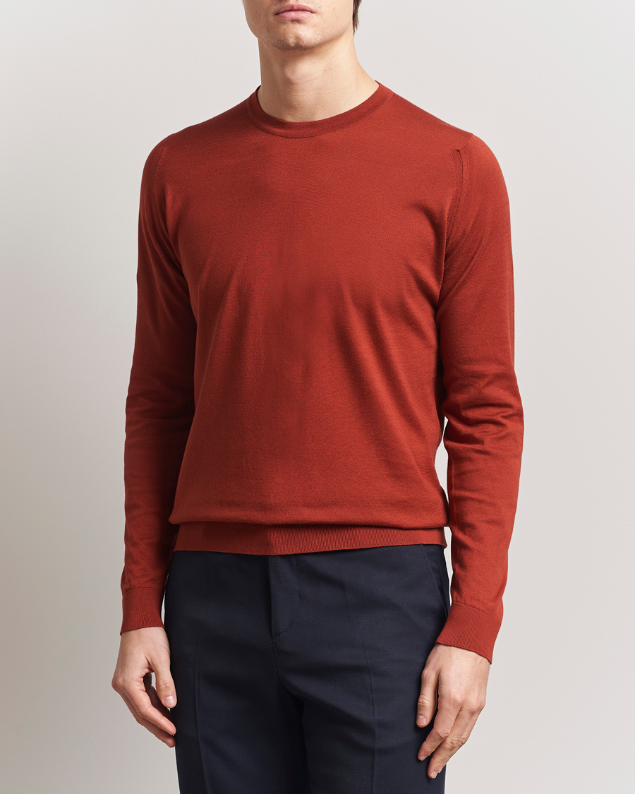 Herre | Gensere | John Smedley | Rowland Sea Island Crew Neck Pullover Baked Red