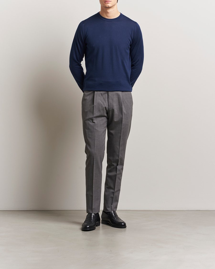 Herre | Gensere | John Smedley | Rowland Sea Island Crew Neck Pullover French Navy