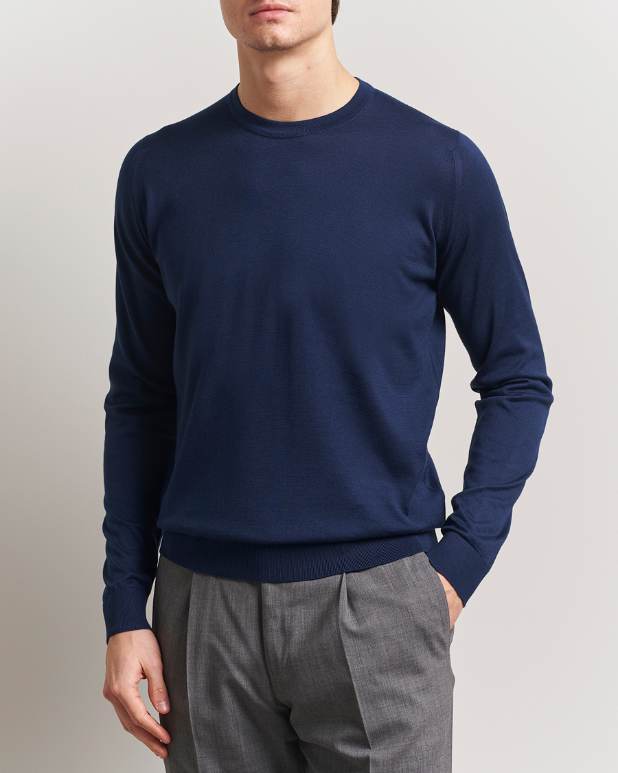 Herre | Gensere | John Smedley | Rowland Sea Island Crew Neck Pullover French Navy