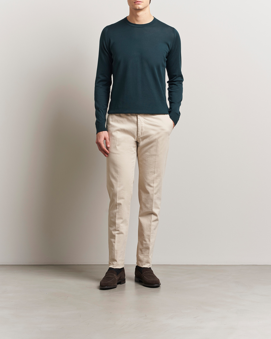 Herre | Gensere | John Smedley | Rowland Sea Island Crew Neck Pullover Rain Forest